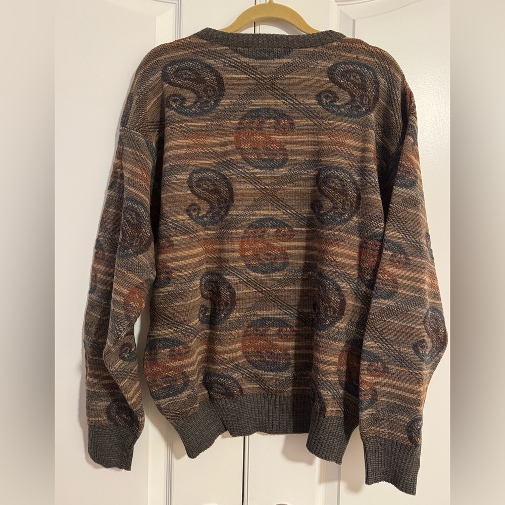 Neiman Marcus Multicolor Paisley Crewneck Sweater - Picture 2 of 4